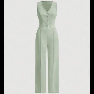 XS Light Green Vest And Pants Suit Set